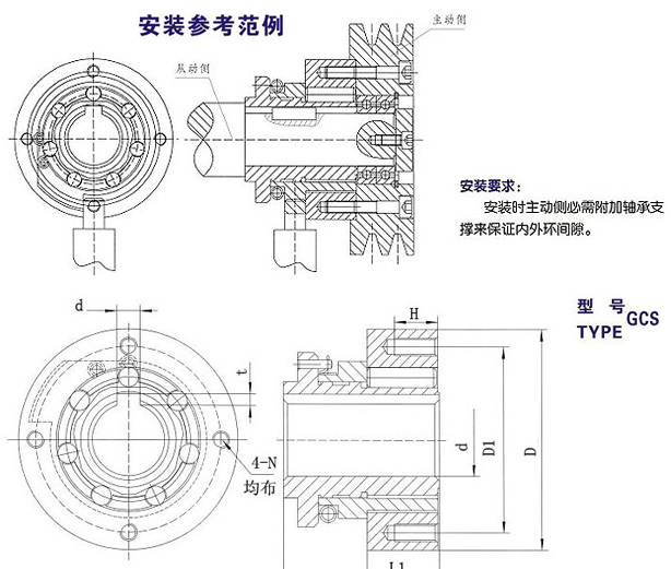 GCS滾柱式超越離合器型號 GCS滾柱式超越離合器型號